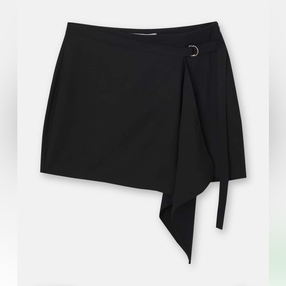 NWT Pull & Bear black wrap mini skirt with buckle S